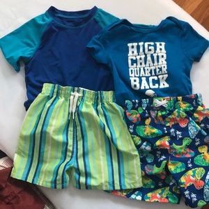 Two swimsuits and two tops.